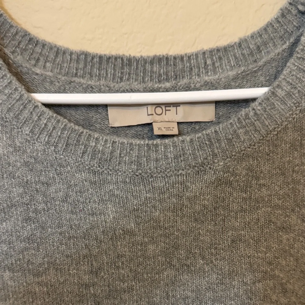 LOFT Gray Women's Cold Shoulder Sweater (Fair condition) - Picture 7 of 8